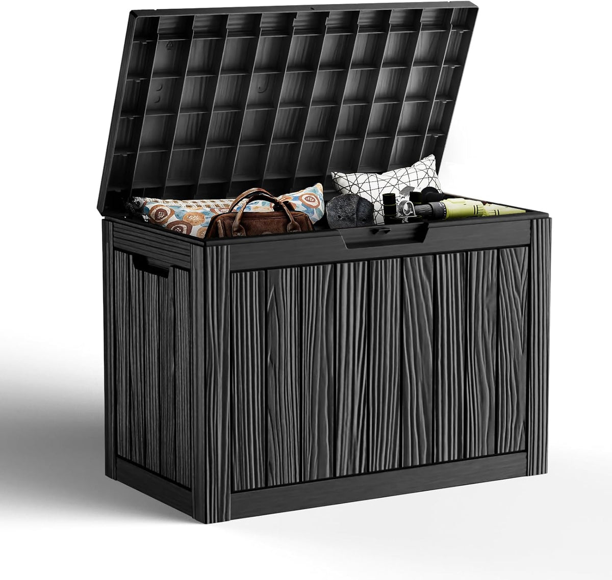 45 Gallon Resin Deck Box, Lockable Outdoor Storage Box for Patio Cushions Storage Furniture,Garden