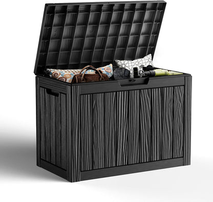 45 Gallon Resin Deck Box, Lockable Outdoor Storage Box for Patio Cushions Storage Furniture,Garden