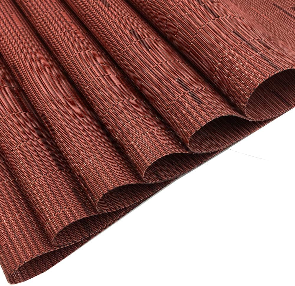 Red-A Placemats Set of 6 for Dining Table Heat-Resistant Washable Place Mats Woven Vinyl Kitchen