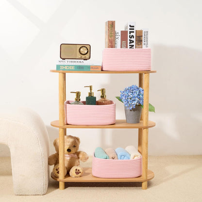 Small Storage Baskets for Organizing | Closet Organizer Bins | Shelf Toy Basket | Woven Rope
