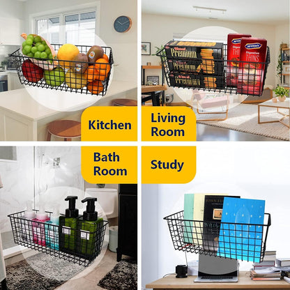 Joben Oligey 3 Set [Extra Large] Hanging Wall Baskets ,Wire Basket For Storage Pantry, Farmhouse