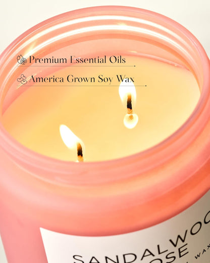 M&SENSE Sandalwood Rose Scented Candle 19.4oz 110 Hours Long Lasting Burn Natural Soy Wax Strong