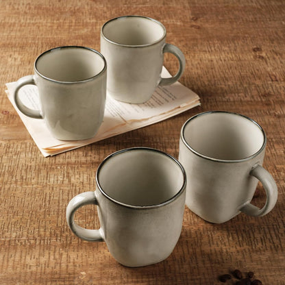 famiware Coffee Mugs Set of 4, Ocean Square 13oz Coffee Cup Set with Handle for Cocoa, Milk, Hot