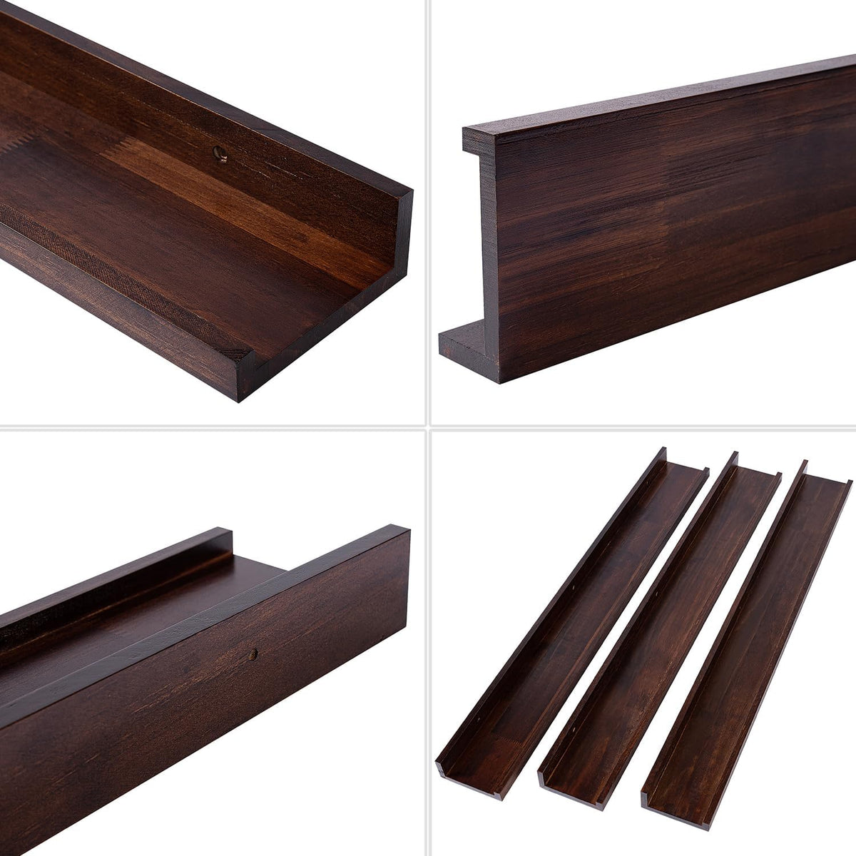 AZSKY Floating Shelves Deep Walnut for Wall Long Picture Ledge Shelf 48 Inch Beige Photo Ledge