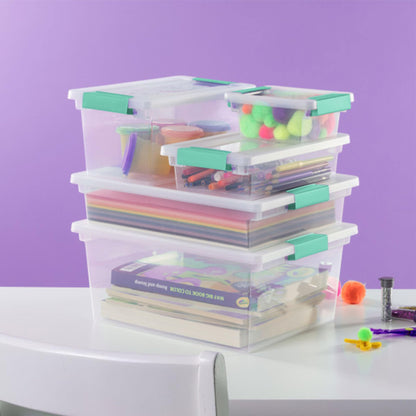 Sterilite Small Clip Box, Stackable Small Storage Bin with Latching Lid, Plastic Container to