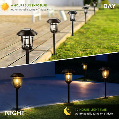 Grand patio Solar Outdoor Lights, 10 Pack, Glass Light Metal Pathway Light, Waterproof Landscape