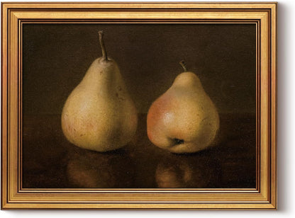 HUARCEY Gold Framed Vintage Wall Art for Living Room, Pear Fruits Painting Prints Shelf Decor for
