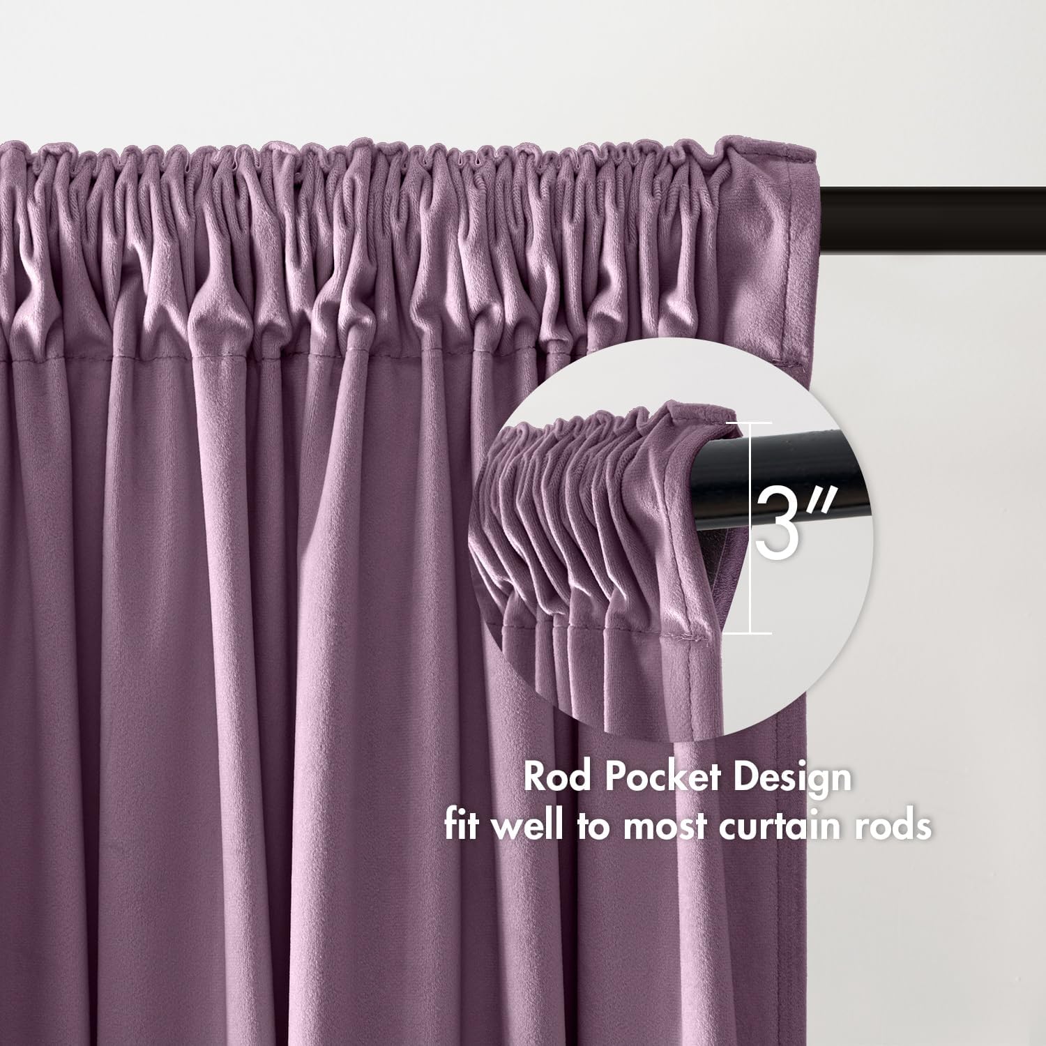 MIULEE Lavender Velvet Curtains Thermal Insulated Blackout Curtain Drapes for Bedroom Living Room