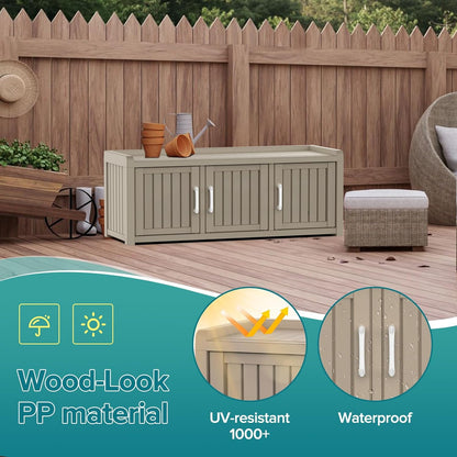 ROJIK Shoe Cabinet Waterproof UV-Resistant,Storage Bench Indoor Outdoor with Adjustable Shelves,for