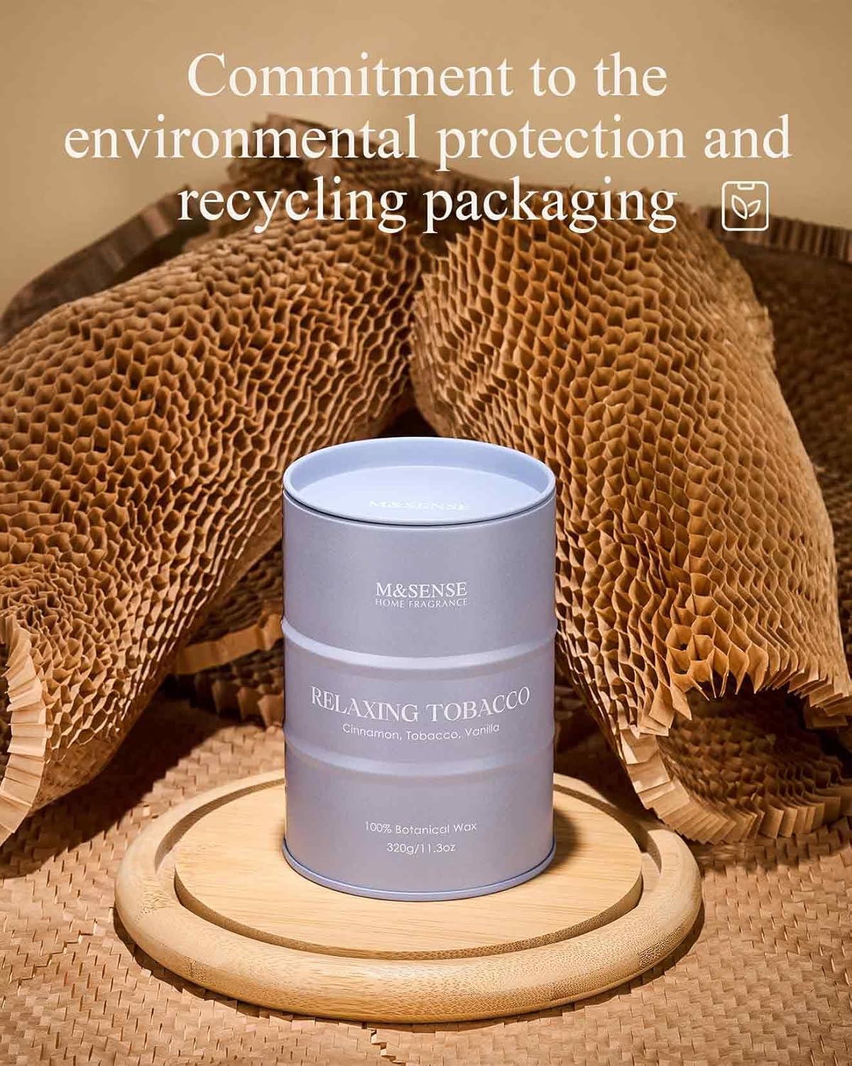 M&SENSE Tobacco Scented Candles Natural Non Toxic, Aromatherapy Candle for Stress Relief Meditation