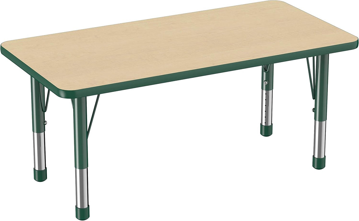 FDP Rectangle Activity School and Kids Classroom Table (24 x 48 inch), Toddler Legs, Adjustable