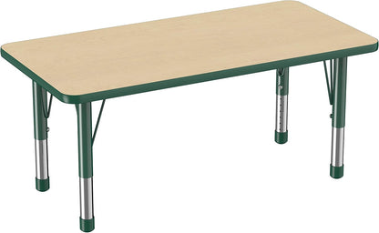 FDP Rectangle Activity School and Kids Classroom Table (24 x 48 inch), Toddler Legs, Adjustable