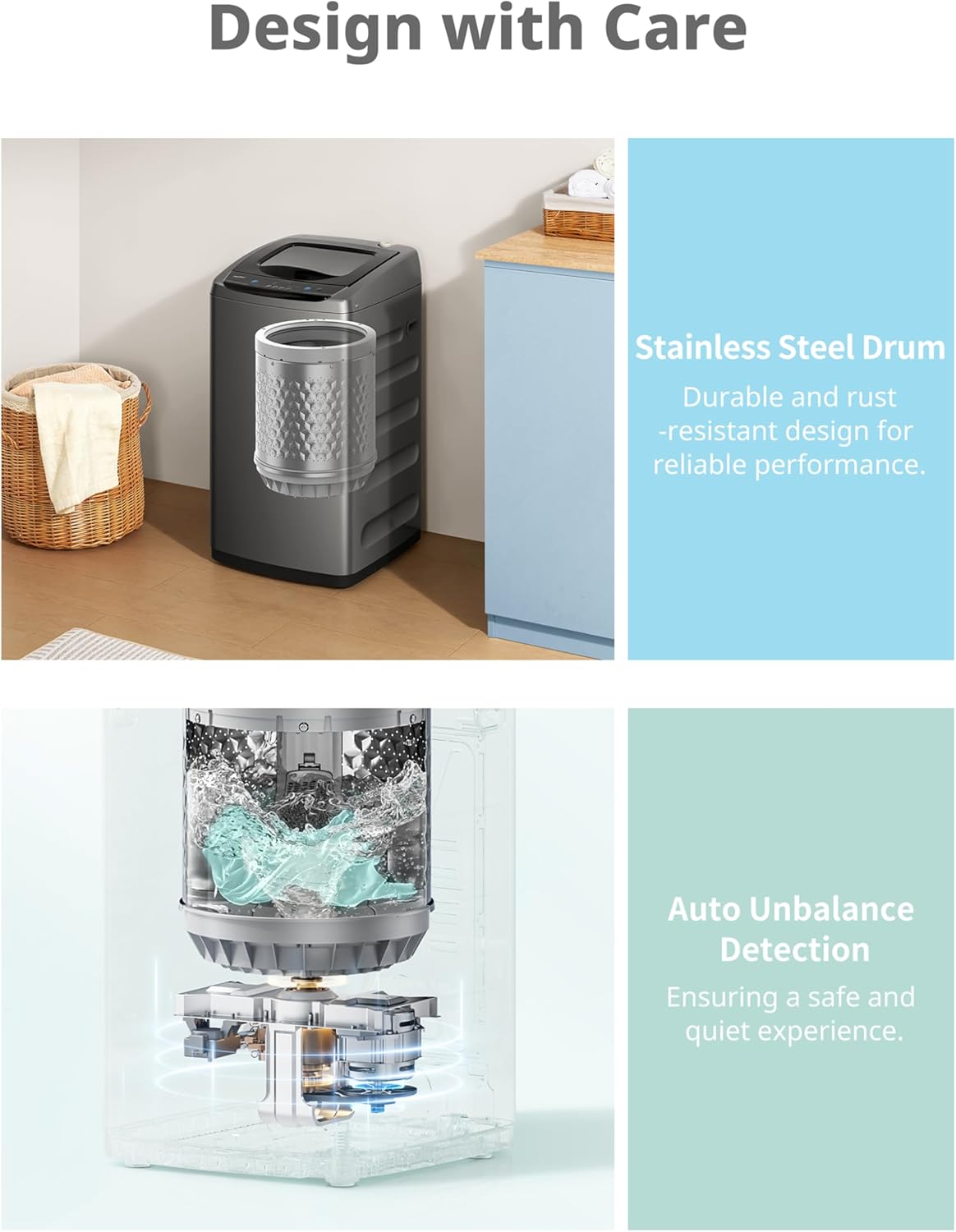 Comfee Portable Washing Machine, 0.9 cu.ft Compact Washer With LED Display, 5 Wash Cycles, 2