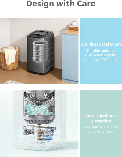 Comfee Portable Washing Machine, 0.9 cu.ft Compact Washer With LED Display, 5 Wash Cycles, 2