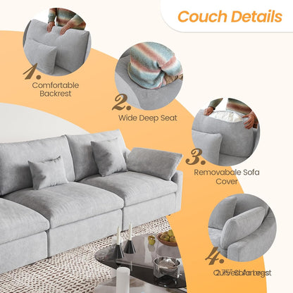 JACH Sectional Couches for Living Room, 4 Seater Cloud Sectional Couch with Deep Seat, Down Filled