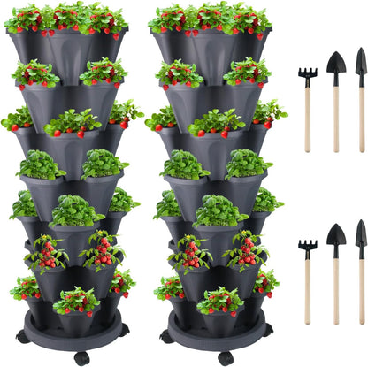 Vertical Planter 7 Tier Stackable Planters Garden Planters Strawberry Herb Flower and Vegetable