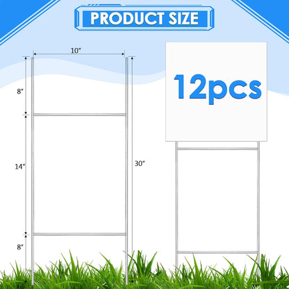 12 Pcs H Stakes for Yard Signs 30'' x 10'' Metal Heavy Duty H Frame Wire Stakes Weatherproof Metal