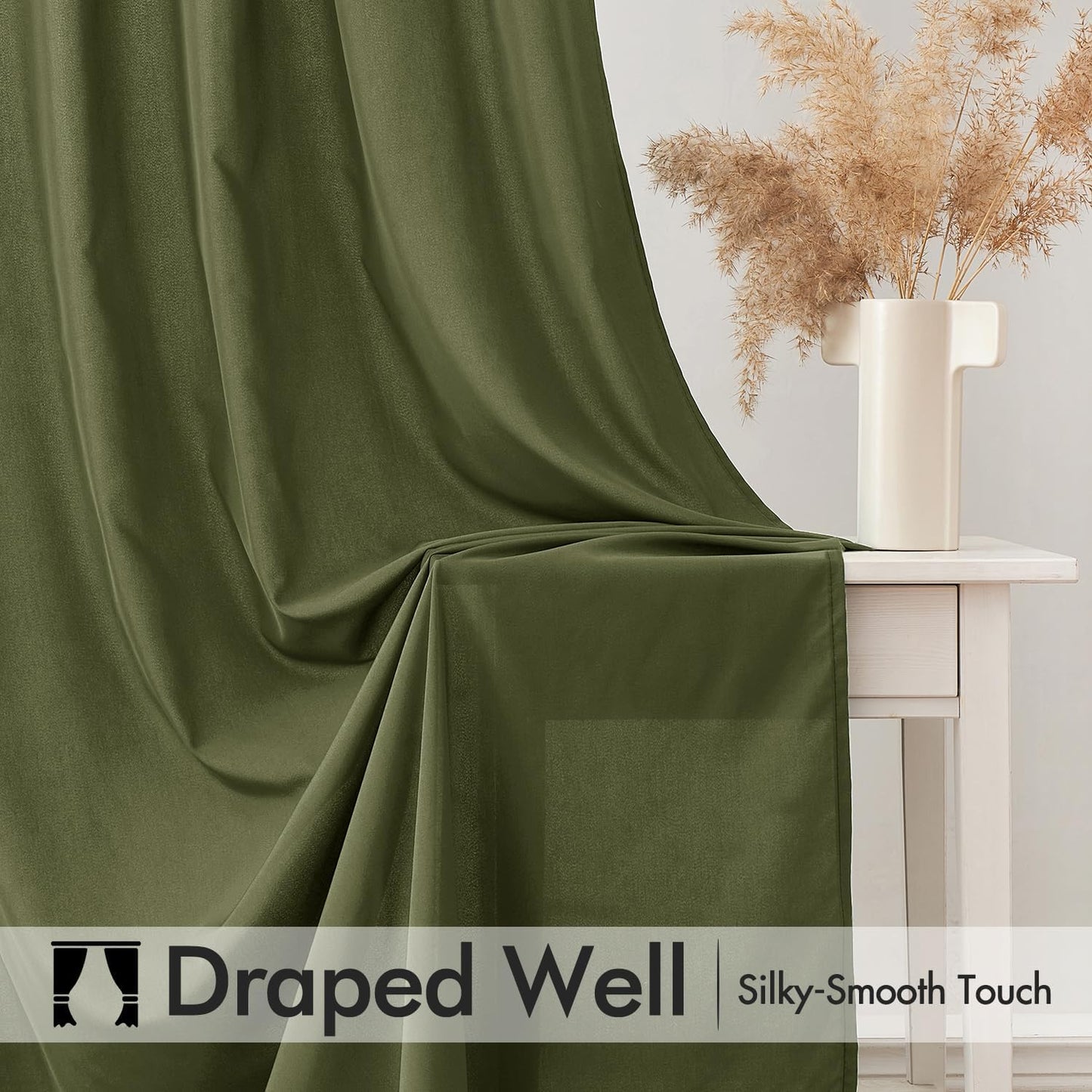 MIULEE Olive Green Privacy Sheer Curtains That Let Light in 72 Inches Long Non-See-Through Semi