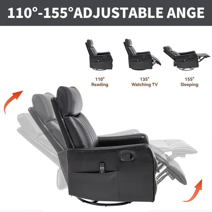 Manual Swivel Rocker Recliner Chair for Adults, Overstuffed Reclining Glider Chair for Nursing with