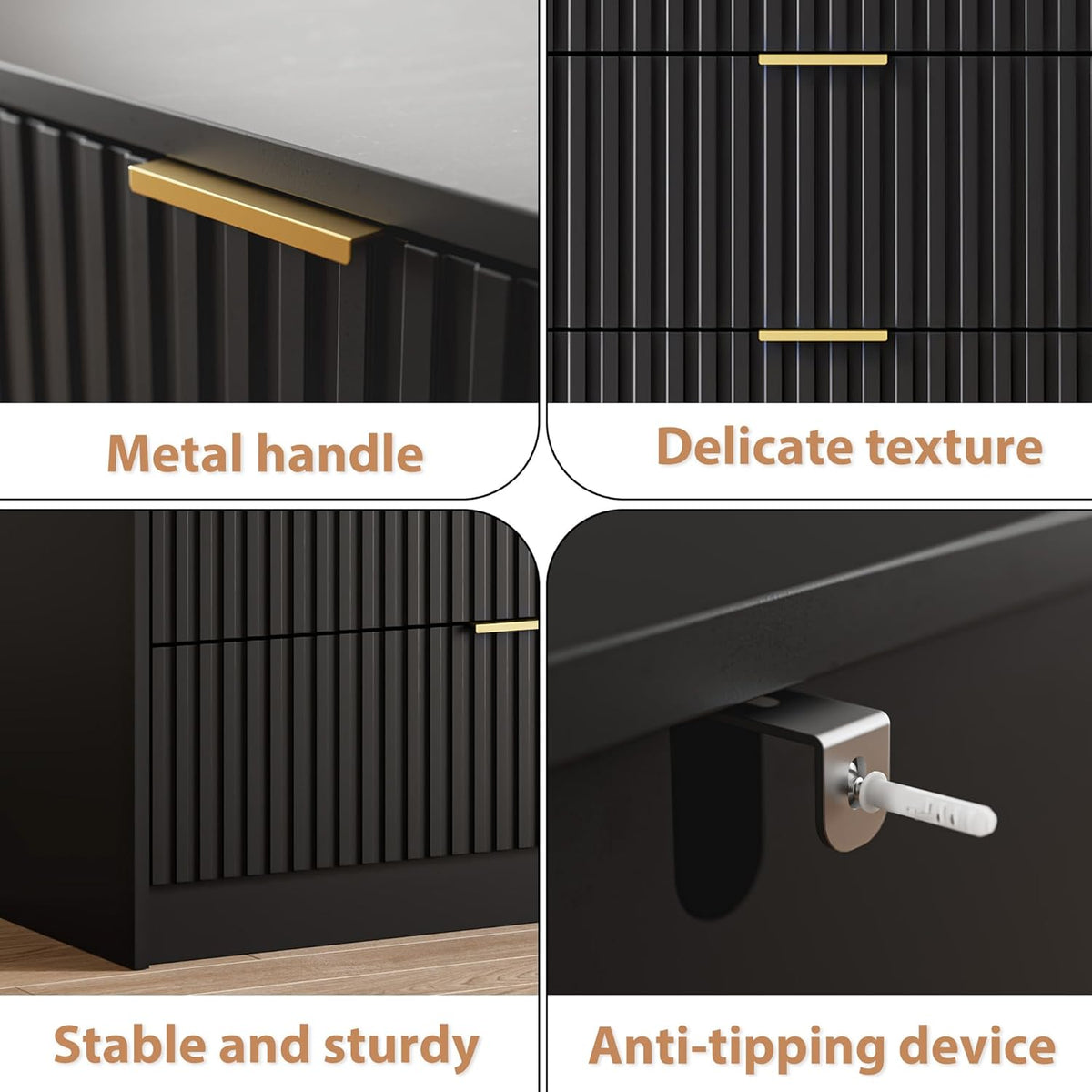 5 Drawer Dresser for Bedroom, Tall Dresser Chest of Drawers with Gold Handles, 32 Inch Wide