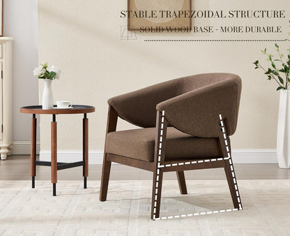 Mid-Century Modern Accent Chair, Comfy Barrel Armchair with Wide Seat, Upholstered Lounge Chair