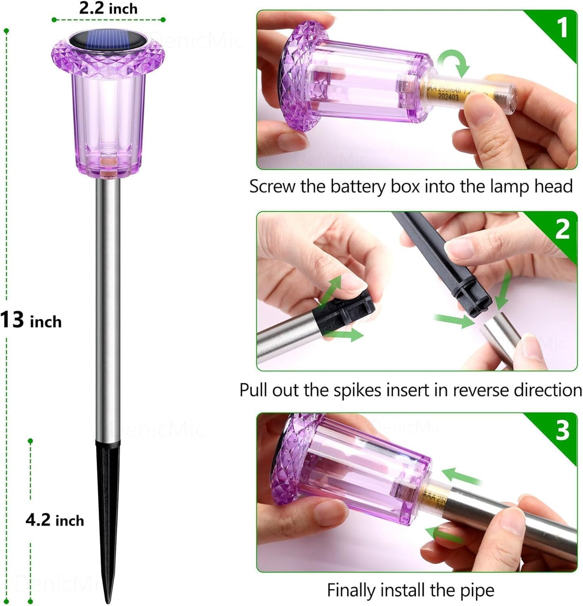 DenicMic Halloween Solar Lights Outdoor 10 Pack Purple LED Waterproof Yard Garden Patio Backyard