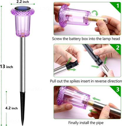 DenicMic Halloween Solar Lights Outdoor 10 Pack Purple LED Waterproof Yard Garden Patio Backyard