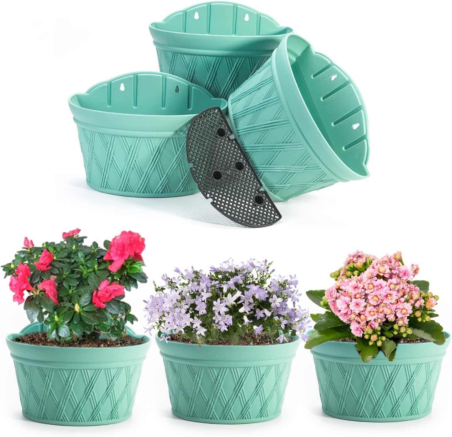 Sungmor Wall Hanging Planters,11.5 Inch Hanging Flower Pots for Railing Fence - Indoor Outdoor