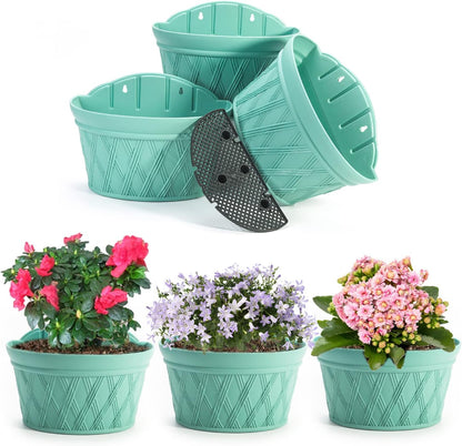 Sungmor Wall Hanging Planters,11.5 Inch Hanging Flower Pots for Railing Fence - Indoor Outdoor