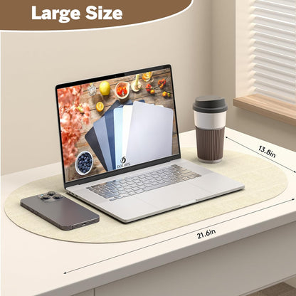 DOLOPL Large Placemats Set of 6, Oval Reversible Wipeable & Non-Slip Place Mats, Modern Faux