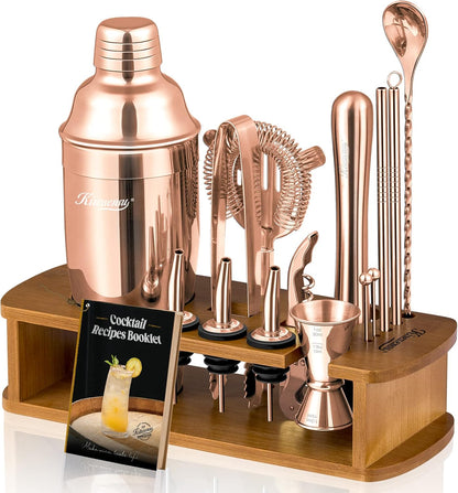 KITESSENSU Cocktail Shaker Set Bartender Kit with Stand - Drink Mixer Bar Set with All Essential