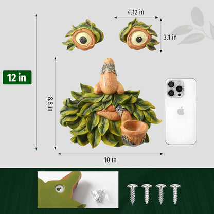 Tree Face Decor Outdoor,Whimsical Outdoor Art with Bird Feeder,Tree Hugger Bark Ghost Face