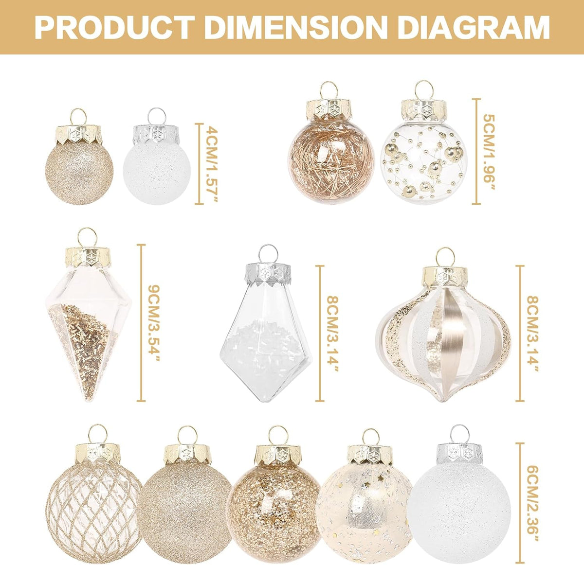 Christmas Ball Ornaments Set, 34PCS Clear Plastic Shatterproof Christmas Ornaments for Xmas Tree