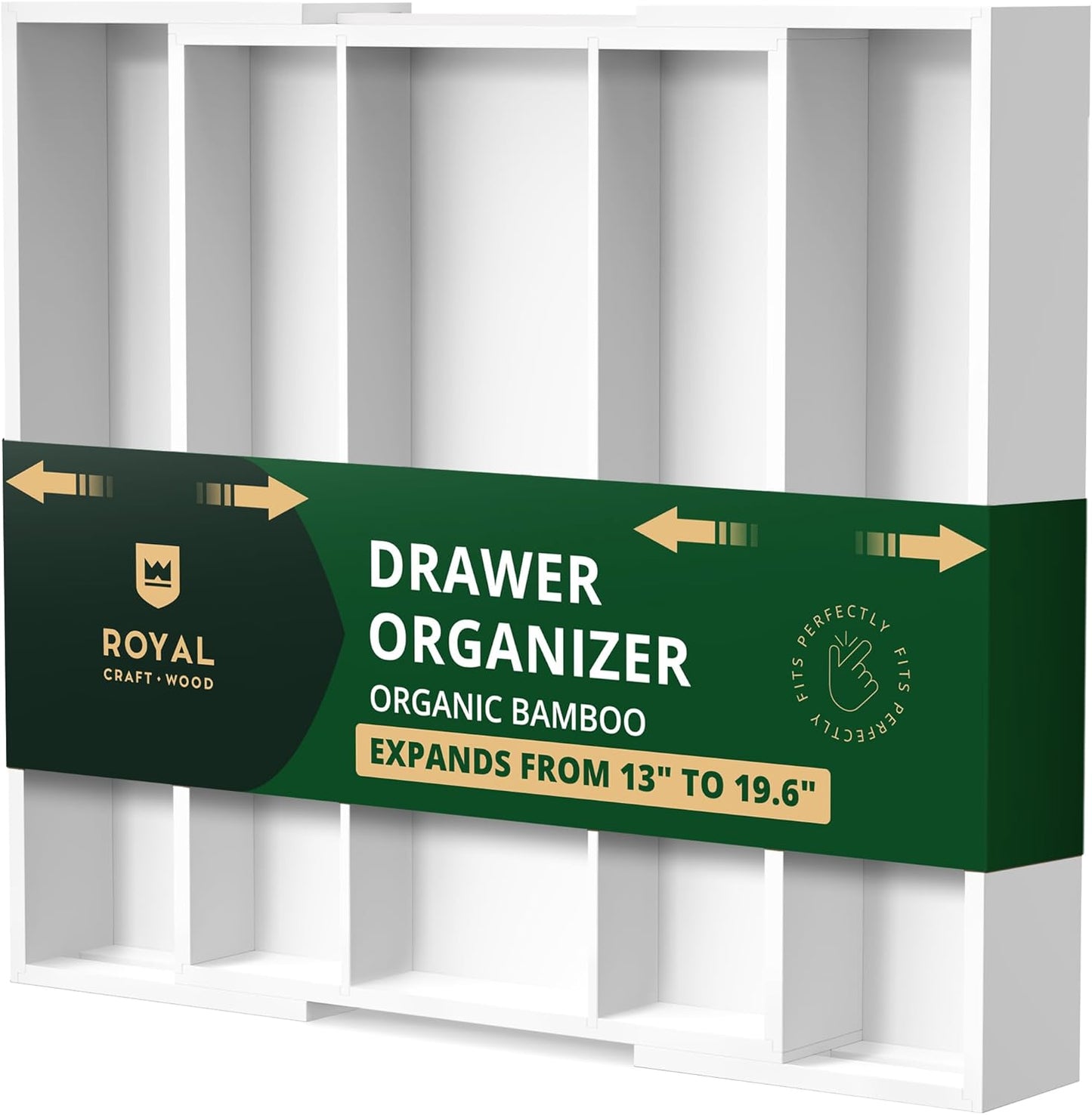 ROYAL CRAFT WOOD Luxury Bamboo Kitchen Drawer Organizer - Silverware Organizer - Utensil Holder and