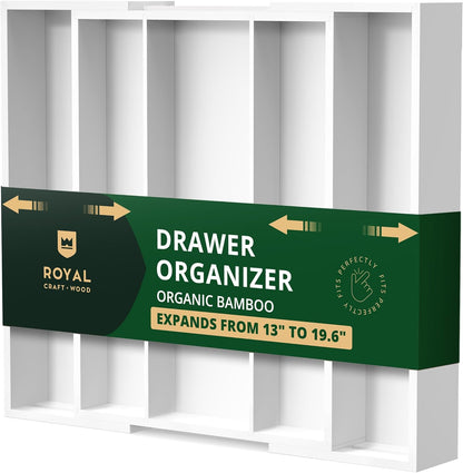 ROYAL CRAFT WOOD Luxury Bamboo Kitchen Drawer Organizer - Silverware Organizer - Utensil Holder and