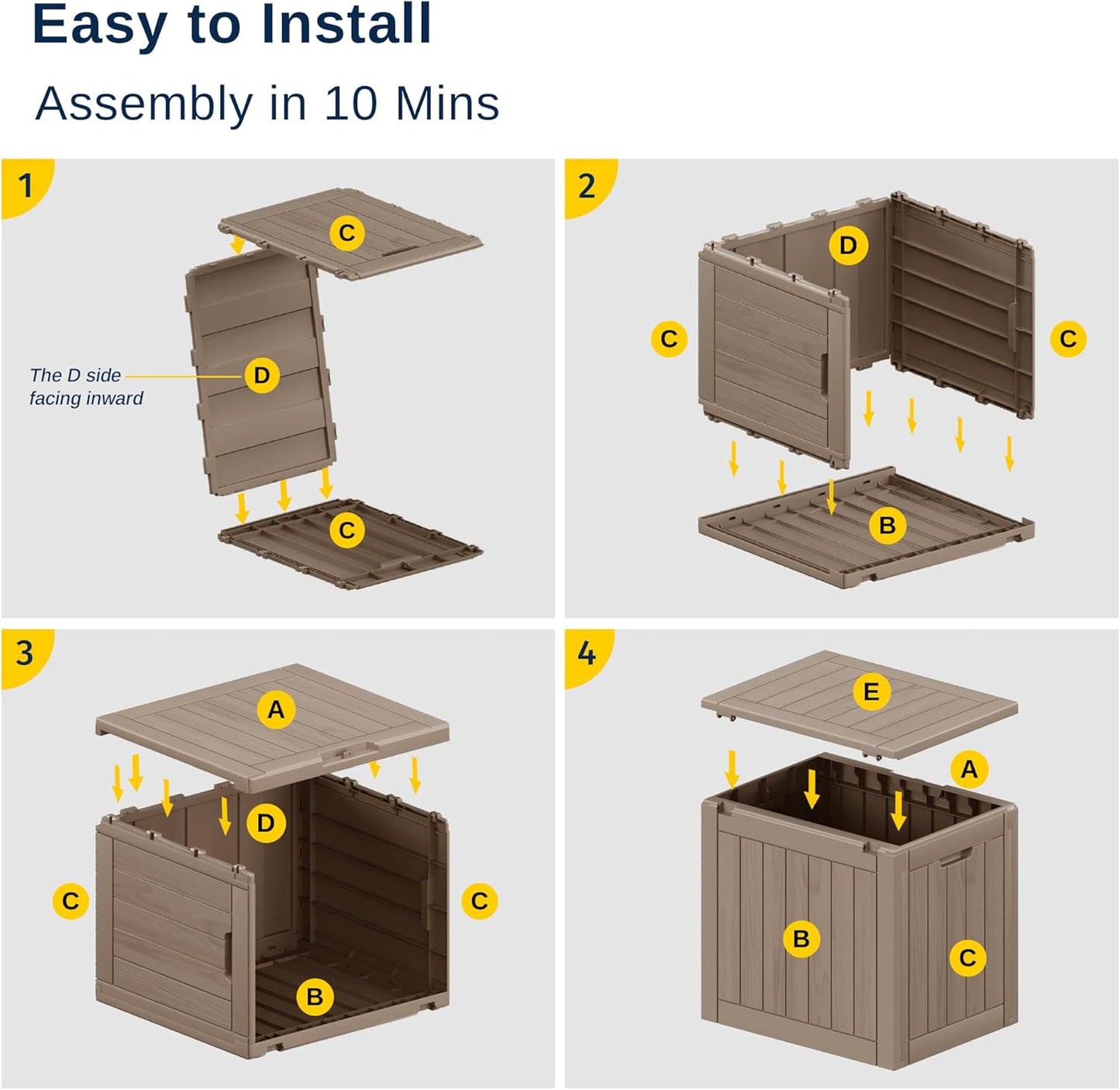 EAST OAK Outdoor Storage Box, 31 Gallon Deck Box, Waterproof Resin Storage Bin for Patio Cushions