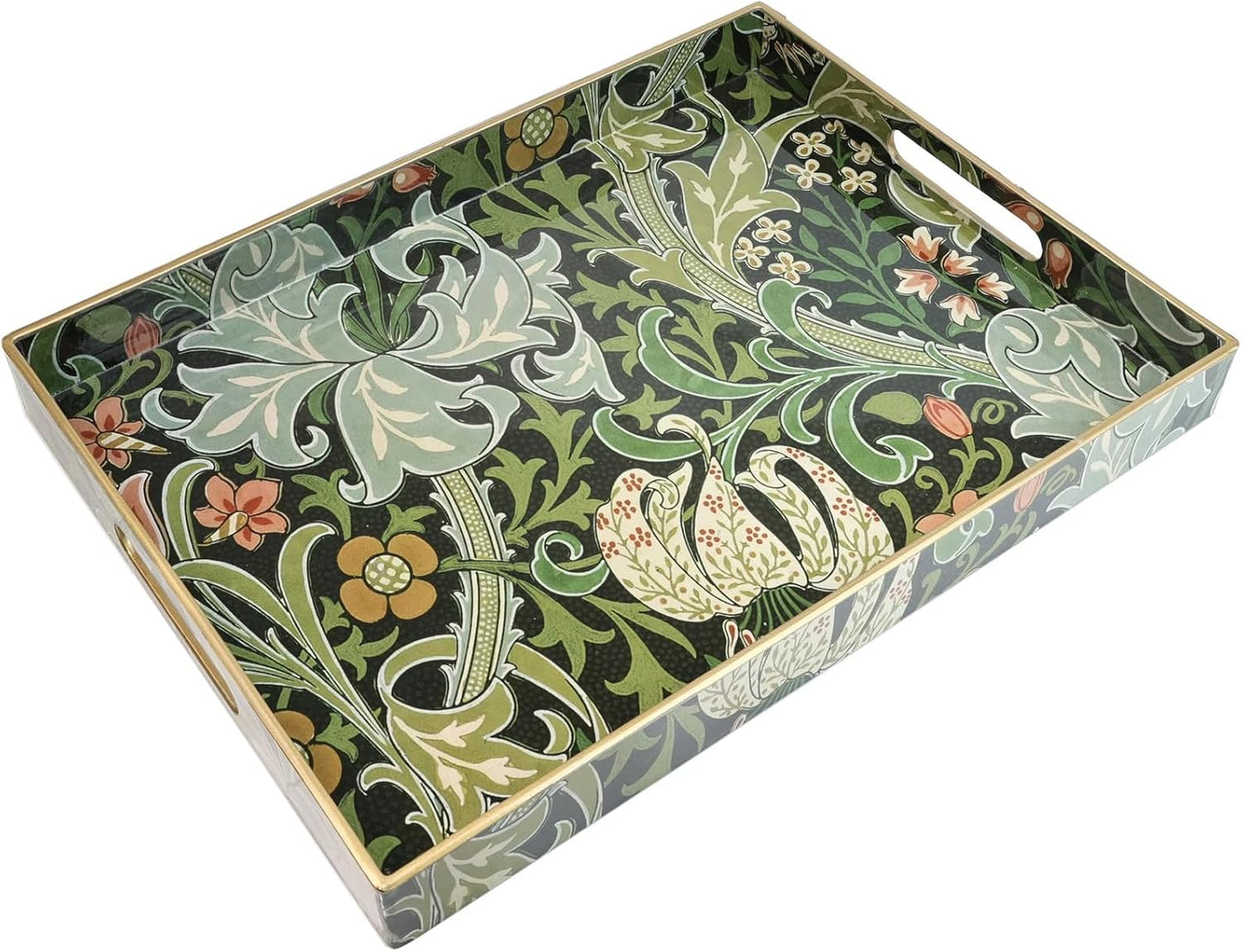 Spsyrine Serving Tray with Handles, Plastic Decorative Tray for Coffee Table, Living Room, Home