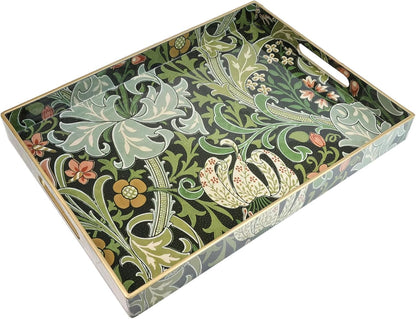 Spsyrine Serving Tray with Handles, Plastic Decorative Tray for Coffee Table, Living Room, Home