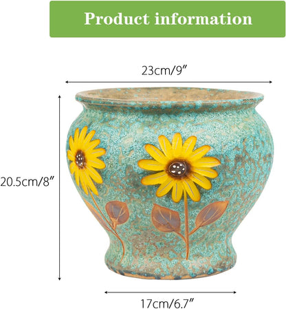 Sungmor Ceramic Hand Painted Succulent Flower Pots, 9 Inch Large Pottery Pots for Indoor Outdoor