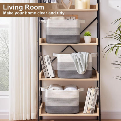 Storage Basket for Organizing, Woven Baskets for Storage, Rectangle Decorative Baskets for Shleves