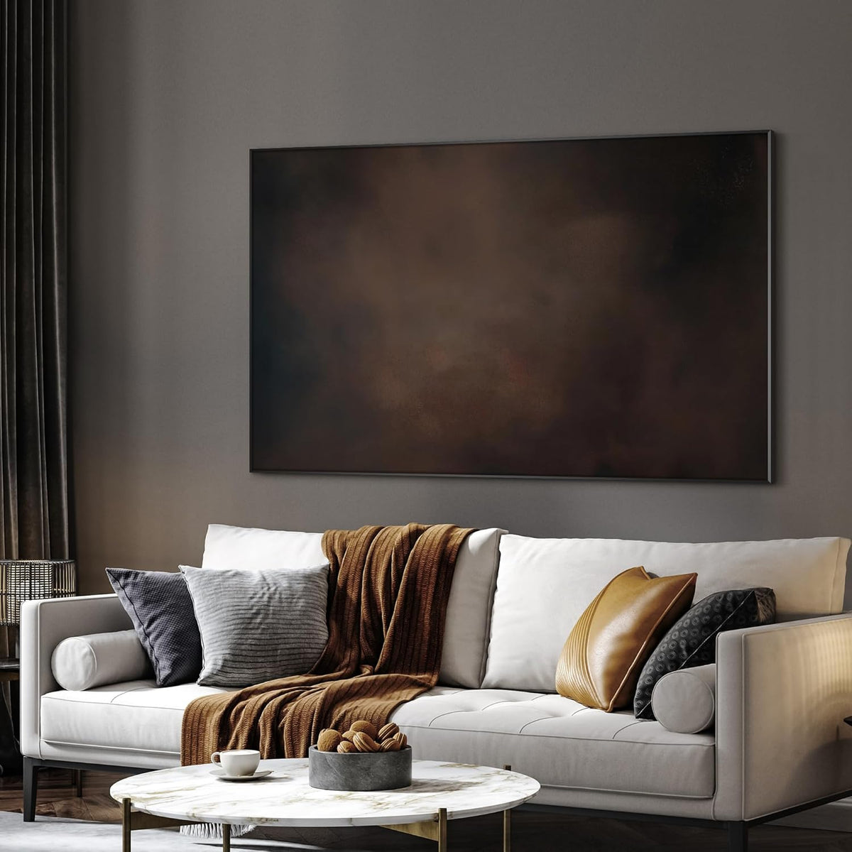 SIGNWIN 36"x60" Extra Large Framed Wall Art Dark Brown Abstract Moody Illustration for Home Living