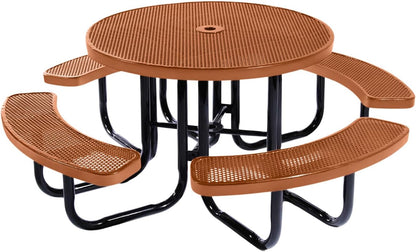 Heavy-Duty Portable Outdoor Picnic Table with Umbrella Hole, Punched Steel Commercial-Grade Patio