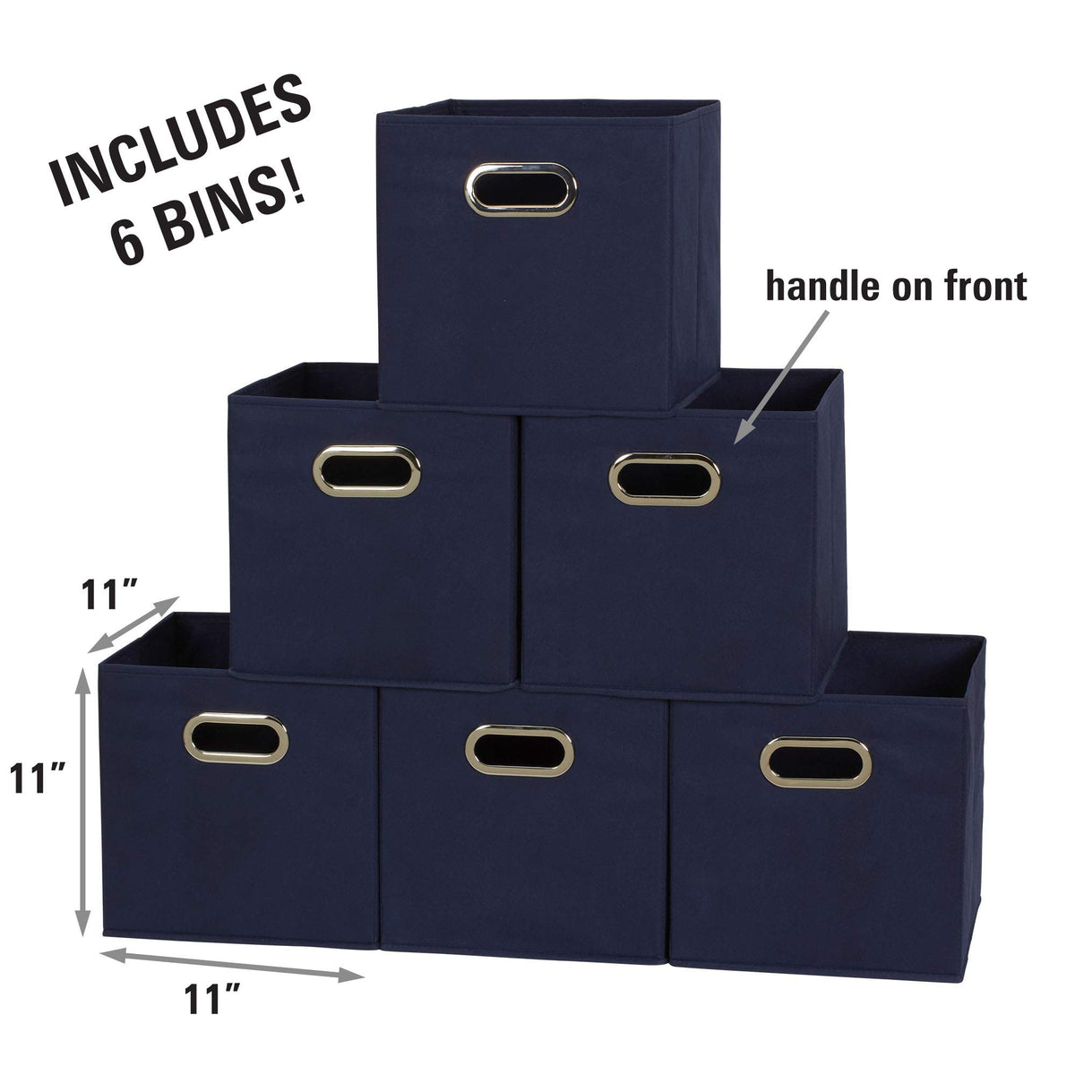 Household Essentials Fabric Storage Bins 6 Piece Set, Strong Poly-Woven Fabric, Sturdy Chipboard