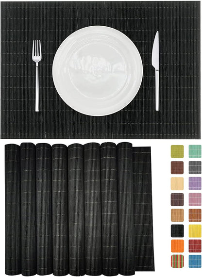 ANDSTAR Set of 8 Pcs Bamboo Placemats Sushi Rolling Mat Japanese Style Natural Anti-Slip Bamboo