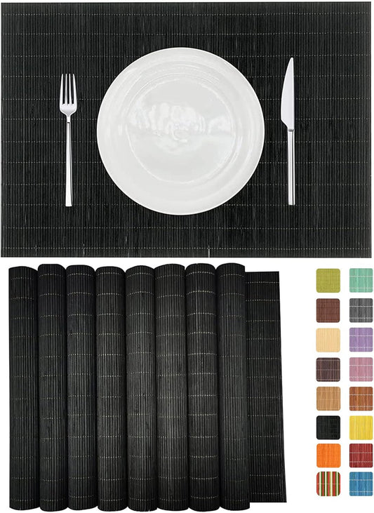 ANDSTAR Set of 8 Pcs Bamboo Placemats Sushi Rolling Mat Japanese Style Natural Anti-Slip Bamboo