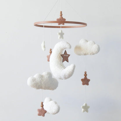 Cloud Moon Crib Mobile Cloud Baby Mobile for Crib Neutral Boho Clouds and Stars Moon Mobile Boucle