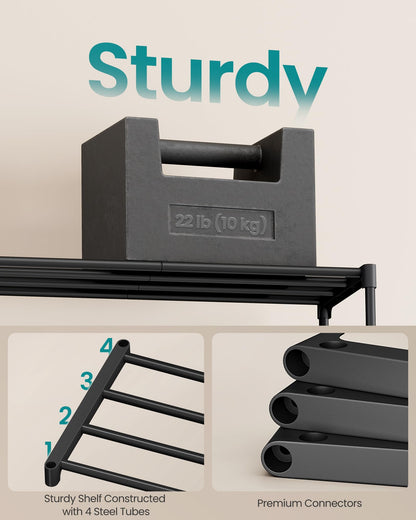 SONGMICS 4-Tier Shoe Rack, Stackable Compact Metal Shoe Storage Organizer