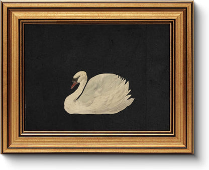 HUARCEY Gold Framed Vintage Wall Art for Living Room, Grace Swan Art Painting Pictures Rustic