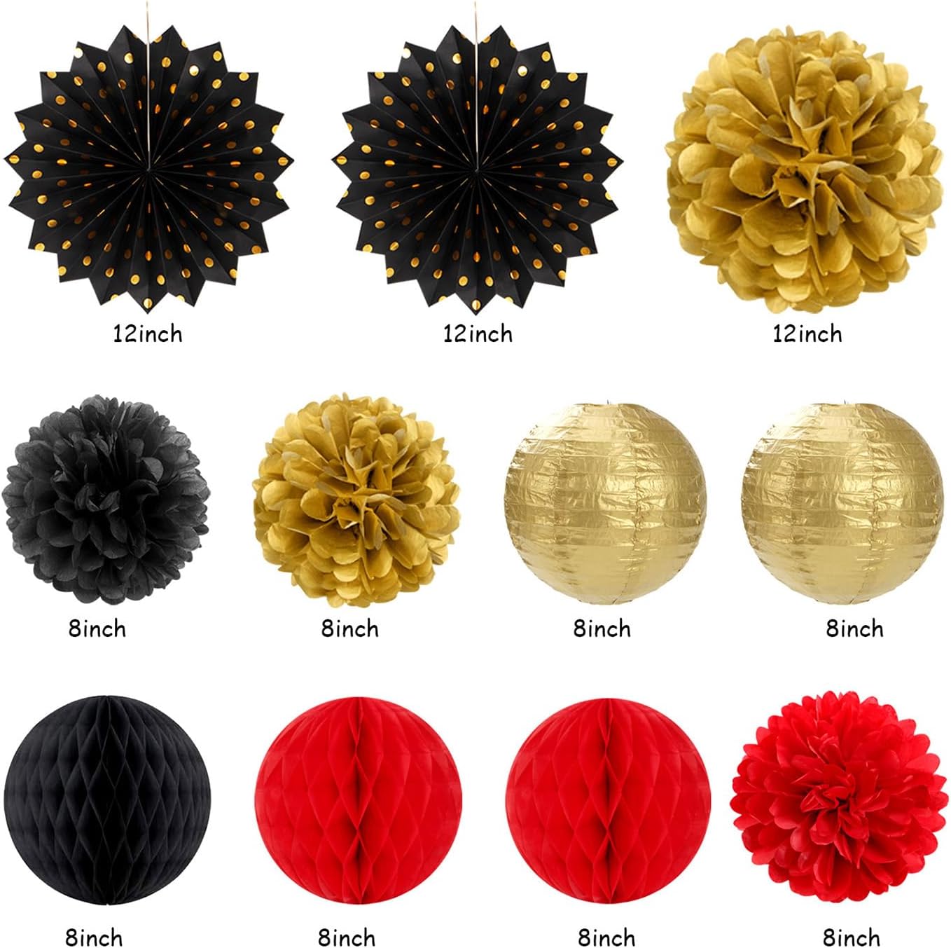 Red-Black Gold Casino-Theme Birthday Party-Decorations - 21pcs Happy Banner,Game Night Paper