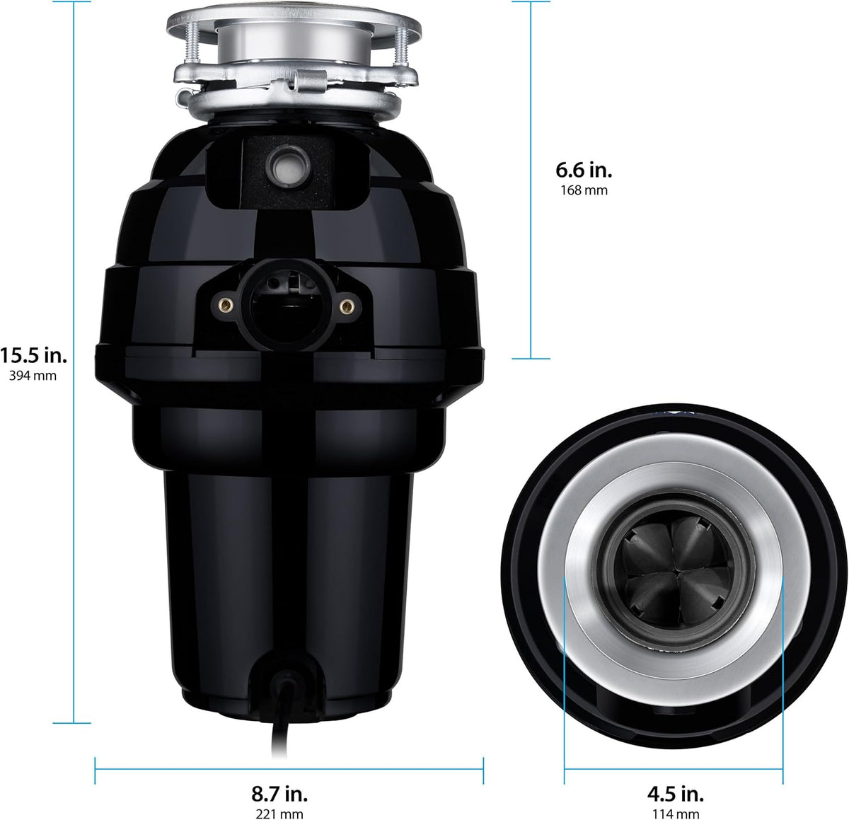 Waste Maid 10-US-WM-658-3B Garbage Disposal Anti-Jam Stainless Steel Food Waste Grinding System